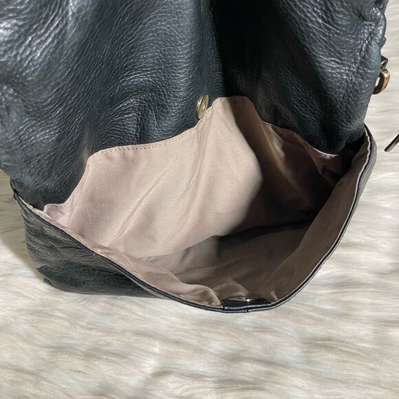 Margot Greta Leather Double Zip Flap Crossbody in Black - Picture 9 of 10